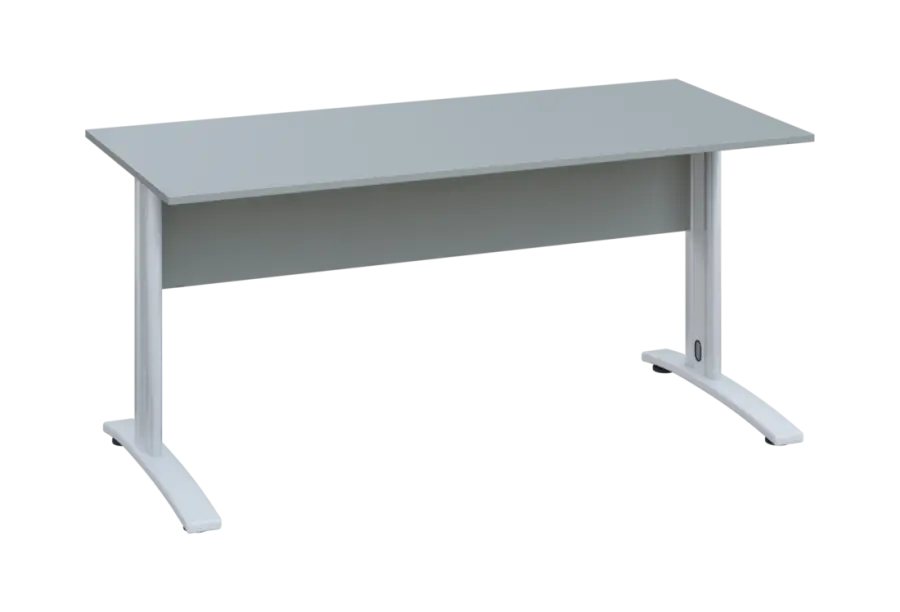 EPK 27 - 16 stůl kancelářský, kovová podnož bílá, deska 25 mm, široký 1600, šedá